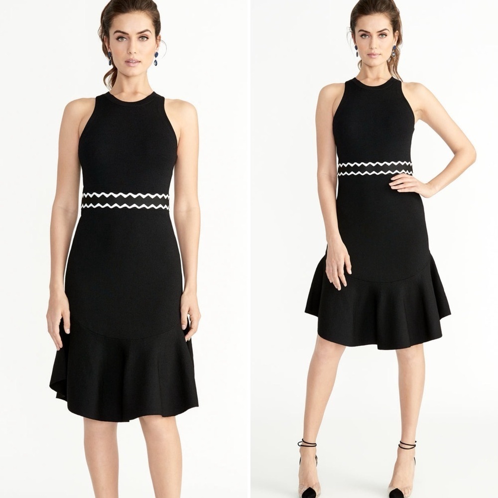 NWT Rachel Roy Ella halter black white trim mermaid dress size large.